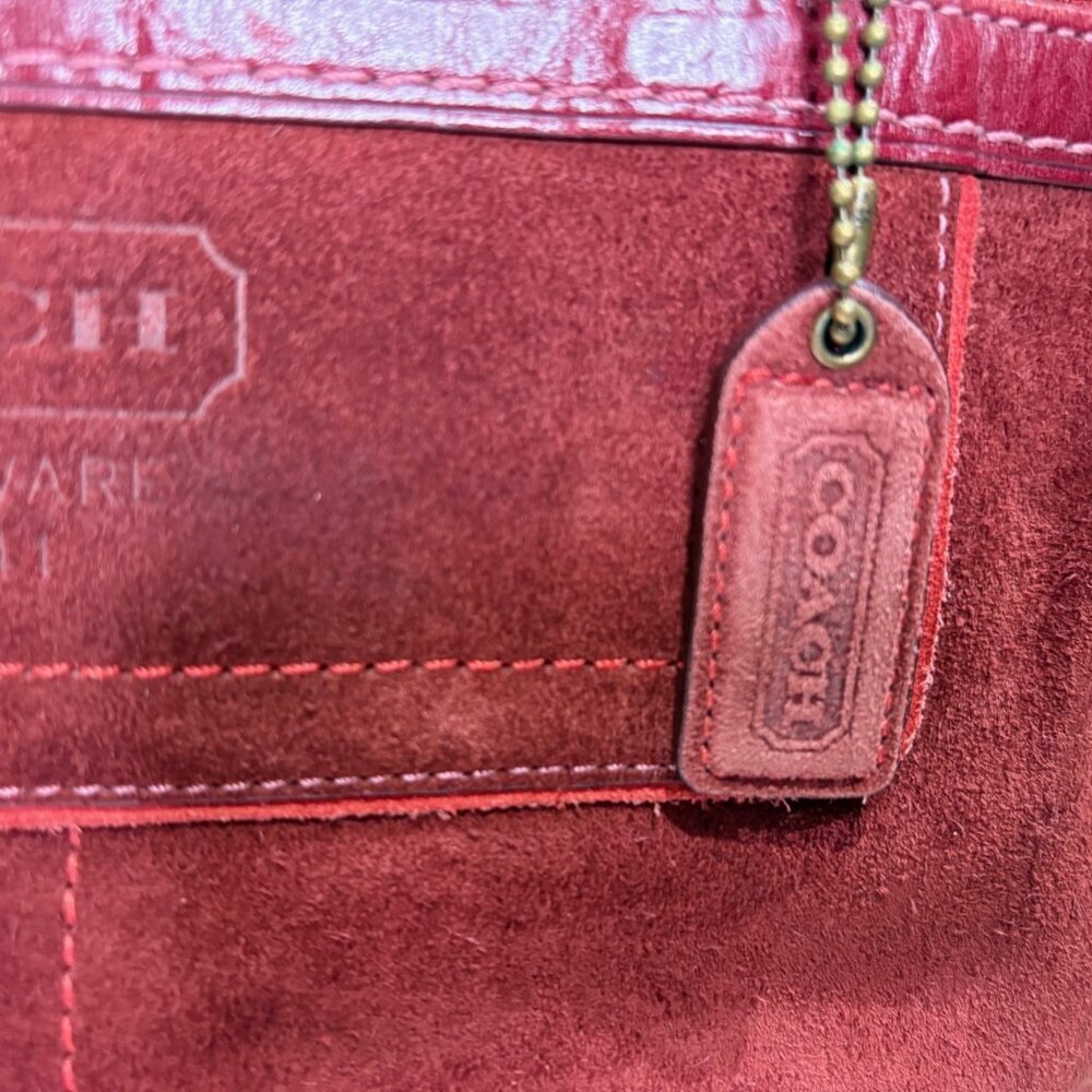 Coach 8B03 Burgundy Suede Hampton Bordeaux Tote - Picture 5 of 15